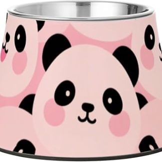 Миска для корма для кошек в виде милой панды, розового цвета, улучшенная, из нержавеющей стали, для маленьких питомцев, для медленного приема пищи.