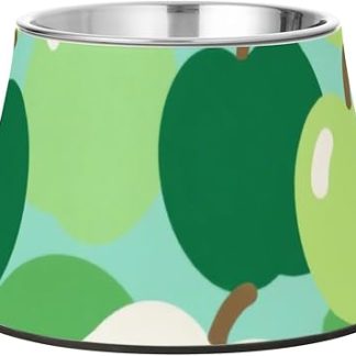 Мячики для корма для кошек из нержавеющей стали с мультяшными фруктами, зеленые, приподнятые, удобные для кормления.