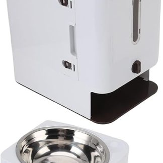 Универсальный дозатор для кошачьего корма, прочный контейнер для корма из АБС-пластика и нержавеющей стали, с прозрачным окошком для использования в помещении (коричневый)