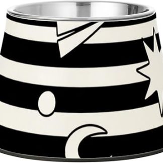 Миска для воды из нержавеющей стали с черно-белыми полосками «Солнце, луна, звезда» для собак средних размеров. Удобная миска для кормления.