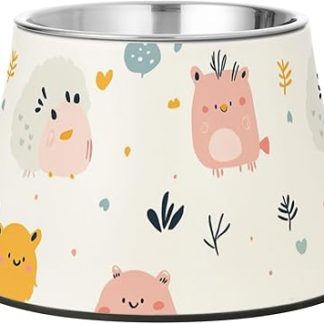 Миска для собак с милыми разноцветными мультяшными животными, приподнятые миски для кошачьего корма из нержавеющей стали для маленьких питомцев, удобное кормление