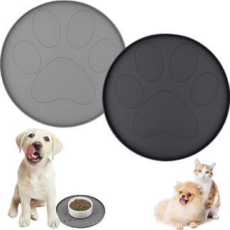 Силиконовый коврик для кошачьей миски, круглый силиконовый коврик для собачьей миски, коврик для кошачьей миски с бортиком, водонепроницаемый нескользящий коврик для корма для домашних животных.