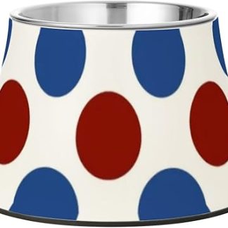 Красные и синие точки, миски для корма для домашних животных ко Дню независимости 4 июля, модернизированные, из нержавеющей стали, с приподнятой миской для мелких животных, помогают бороться с усталостью.