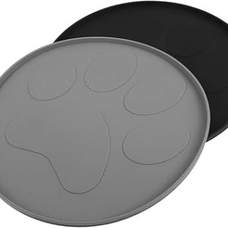 Набор из 2 силиконовых подстилок для мисок для собак Kisangel с приподнятым краем, водонепроницаемые и противоскользящие, для предотвращения проливания еды и воды, украшены рисунком в виде лап, легко чистятся.