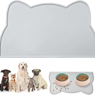 Противоскользящие коврики для мисок домашних животных, силиконовые коврики для мисок собак и кошек, коврики для мисок домашних животных, предотвращающие проливание воды или еды (серые)