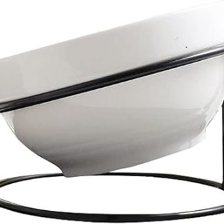 1 комплект наклонной подставки для миски для домашних животных с керамической защитной миской для дома и кухни, черный.