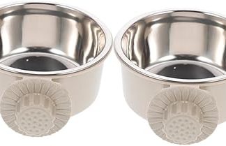 2 подвесные миски из нержавеющей стали для клетки. Нескользящие, устойчивые к ржавчине, легко моются.