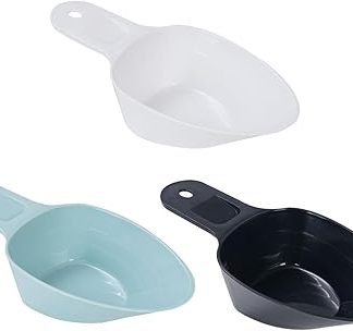 Набор из 3 мерных стаканчиков для корма для домашних животных ibasenice с эргономичной ручкой и мерными линиями. Идеально подходит для кормления собак, кошек, кроликов и птиц. Легко моется.