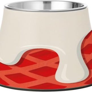 Красная клетчатая миска для корма для домашних животных Red Ice, приподнятая миска из нержавеющей стали для кошек и собак, медленное кормление, удобное кормление.