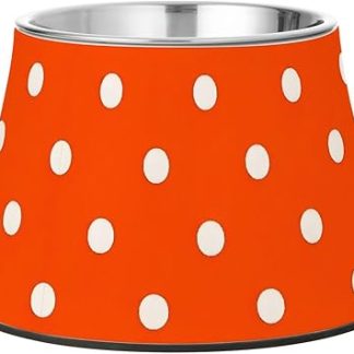 Миска для корма для домашних животных Cartoon Dots Orange Pet Bowls Elevated Stainless Steel Cats Food Dish for Dogs Cats Rabbits Birds Mustache Friendly Platos para perros pequenos