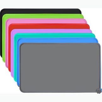 Силиконовая подстилка для миски Joytale, противоскользящий коврик для собак и кошек, водонепроницаемый, 47 x 30 см, серый.