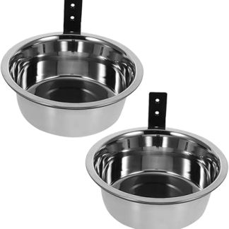 Набор из 2 подвесных мисок для собак из нержавеющей стали Toyvian, приподнятая подставка для еды и воды, компактная настенная кормушка для щенков и крупных собак.