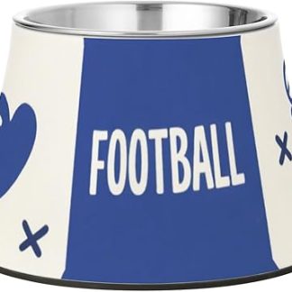 Футбольные бутсы, сине-белый клетчатый принт, приподнятые миски для корма для домашних животных, нескользящие миски из нержавеющей стали, простые миски для собак, кошек, кроликов и птиц, миски для усов, Platos Para