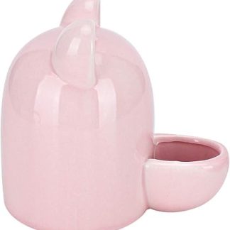 Керамическая поилка для животных. Автоматическая, герметичная поилка для мелких животных. Розовая. 250 мл. Размеры: 10,5 x 11 x 7 см.