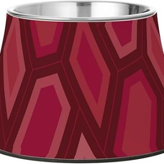 Красная неровная приподнятая миска для воды для кошек, которые медленно едят.