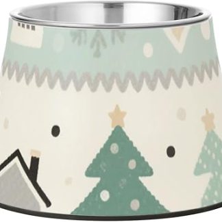 Пастельно-белая зимняя миска для корма для собак с подставкой из нержавеющей стали, приподнятая миска для маленьких собак, удобное кормление.