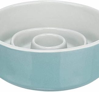 Миска для медленного кормления собак TRIXIE, керамическая, 0,45 л/диаметр 14 см, серо-голубая, 1 шт. (1 упаковка) - 24520