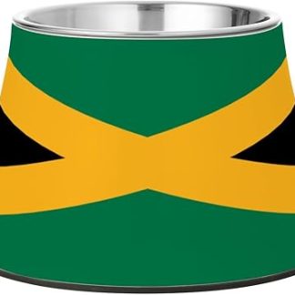 Миска для воды для собак с флагом Ямайки, нескользящая, из нержавеющей стали, для медленного кормления, с мягкими усами.