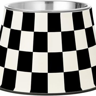 Подставка для миски для собак Buffalo Checkered Black and White Dog Food Bowl Raised Stainless Steel Bowl Stand for a Loving Pet Mustache Relief Platos para perros