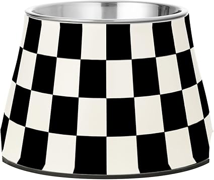 Подставка для миски для собак Buffalo Checkered Black and White Dog Food Bowl Raised Stainless Steel Bowl Stand for a Loving Pet Mustache Relief Platos para perros