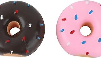 Игрушка для собак, латекс, звуки жевания, чистка зубов, интерактивная дрессировка, забавная, в форме пончика, безопасная, прочная, веселая, аксессуары для домашних животных, коричневая, розовая, 2 шт.