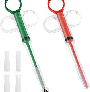 Дозатор для кошачьих таблеток, 2 шт., защищает зубы и десны, мягкий наконечник, подходит для кошек, собак и мелких животных, аксессуары для корма (красный, зеленый).