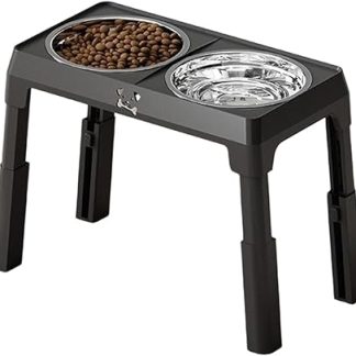 Регулируемая по высоте миска для собак из нержавеющей стали с подставкой, большой и средний размер.