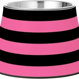 Розово-черные миски для кормления собак, нескользящая миска для воды из нержавеющей стали для маленьких собак, способствующая медленному поеданию.