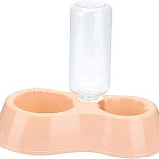 Двойной набор для автоматической подачи воды и корма для домашних животных с отсоединяемой поилкой объемом 500 мл для собак и кошек, пластиковое основание для двойных мисок.