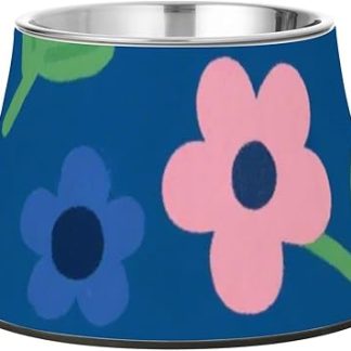 Мультяшные милые розово-голубые цветочки, миски для кормления собак, приподнятые миски из нержавеющей стали для медленного кормления собак, дружелюбные усы, Platos para perros para comer lento