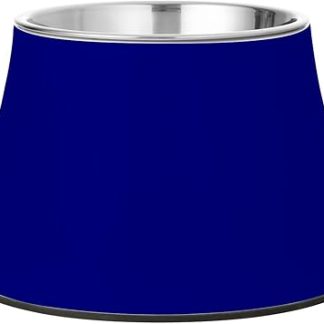 Однотонные темно-синие миски для кормления собак с подставкой, миска для кошачьего корма из нержавеющей стали для средних собак, миска для корма для собак с рельефными усами.