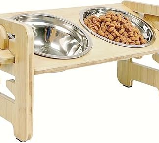 Подставки для корма для собак Ausi с регулируемой высотой (6 уровней), в комплекте 2 миски из нержавеющей стали, для собак и кошек.