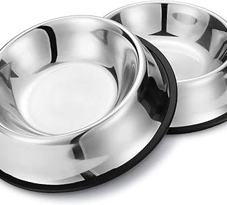 Nobleza - 2 миски для собак из нержавеющей стали, нескользящая поверхность, миска для домашних животных из нержавеющей стали с нескользящим резиновым основанием для средних/крупных собак, 22,5 см.