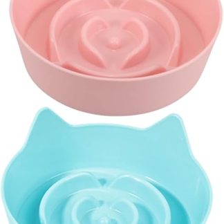 Набор из 2 неглубоких мисок для кормления TOYANDONA с нескользящим основанием и «ушками», замедляющих процесс еды и предотвращающих удушье у котят.