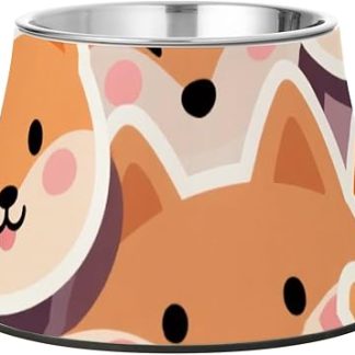 Миска для воды с изображением милой рыжей лисички, изготовленная из нержавеющей стали, с нескользящим покрытием, идеально подходит для питомцев, которые едят медленно.