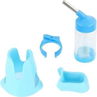 Автоматическая поилка для хомяков 3 в 1 с подвесным механизмом и встроенной миской для корма, съемной конструкцией, нескользящим дном и носиком с антиколиковой трубочкой.