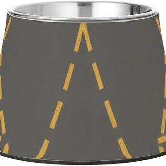 Абстрактное искусство, минималистичная серая миска для воды для собак, приподнятая миска из нержавеющей стали для маленьких собак с дружелюбными усами.