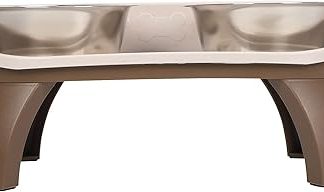 Подставка для мисок Yctze с двумя мисками из нержавеющей стали — нескользящая подставка для крупных и пожилых питомцев — высота 19 см для комфортного приема пищи.