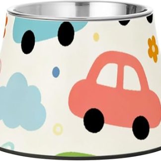 Миска для собак в виде милых разноцветных машинок с подставкой, миска из нержавеющей стали с изображением животных для маленьких животных, миска для усов, миска для собак.