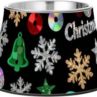 Счастливого Рождества! Золотые миски-кормушки для собак с пайетками, приподнятые миски из нержавеющей стали для кошачьего корма, для комфортного кормления любимого питомца. Plato para perros con ansiedad