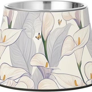 Миски для кормления собак Safaris Calla Lily White Flower Feeder Dog Bowls с подставкой из нержавеющей стали, подставка для мисок для маленьких собак Whiskers Tiredness