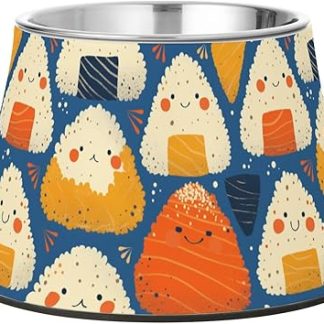 Традиционная японская миска для суши, милая миска для еды и воды для собак, нескользящая, из нержавеющей стали, удобная для усов, для собак среднего размера.