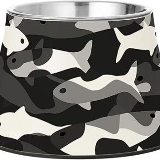 Черно-белые миски для корма для домашних животных в армейском стиле, нескользящие, из нержавеющей стали, для кошек и собак среднего размера, удобные для усов.