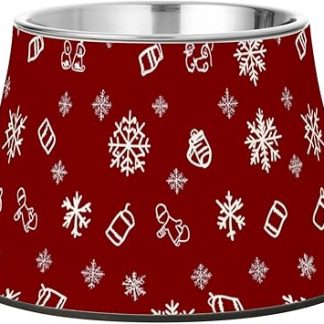 Красные и белые миски для корма для собак с надписью «Счастливого Рождества», приподнятые миски для воды из нержавеющей стали для любителей животных, для тех, кто любит медленно есть.