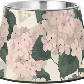 Розовые пастельные миски для кормления собак в форме цветка гортензии, нескользящие, из нержавеющей стали, металлические, для маленьких домашних животных.