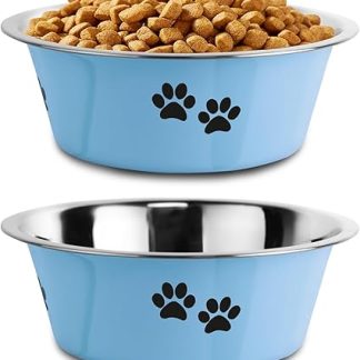 Миски для собак YUDANSI синего цвета, 860 мл, 2 шт., для маленьких и средних собак, миски для воды с нескользящей силиконовой подошвой, миски для собак из нержавеющей стали, приподнятая кормушка для собак.