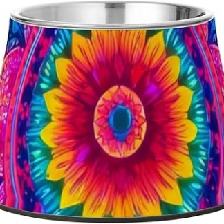 Красочные миски для корма и воды для собак в стиле бохо-ретро, ​​модернизированные миски из нержавеющей стали на подставке для кошек средних пород, удобные для усов.