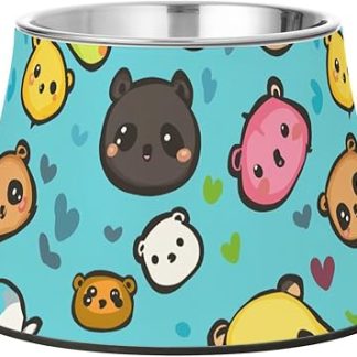 Мультяшные детеныши животных, милые синие миски для еды с животными, нескользящие миски из нержавеющей стали для кошек и собак, для медленного кормления, с усами.