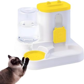 Автоматический дозатор корма и воды для кошек, 2 в 1 – большая вместимость для воды и корма для животных – подходит для кошек и кроликов для использования в помещении и на улице.
