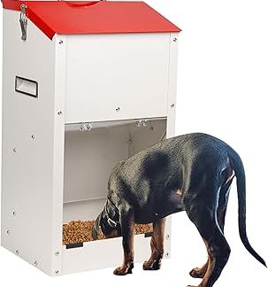 Кормушка для собак – вместимость 11 кг, с крышкой для защиты корма, конструкция, защищающая от грызунов, подходит для использования на открытом воздухе.